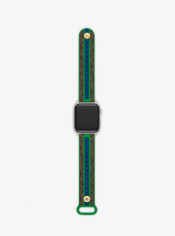 Panske Smart Hodinky Michael Kors Logo Stripe Strap For Apple® Zelene - Hodinky Michael Kors Lacne | ITQPG-9637